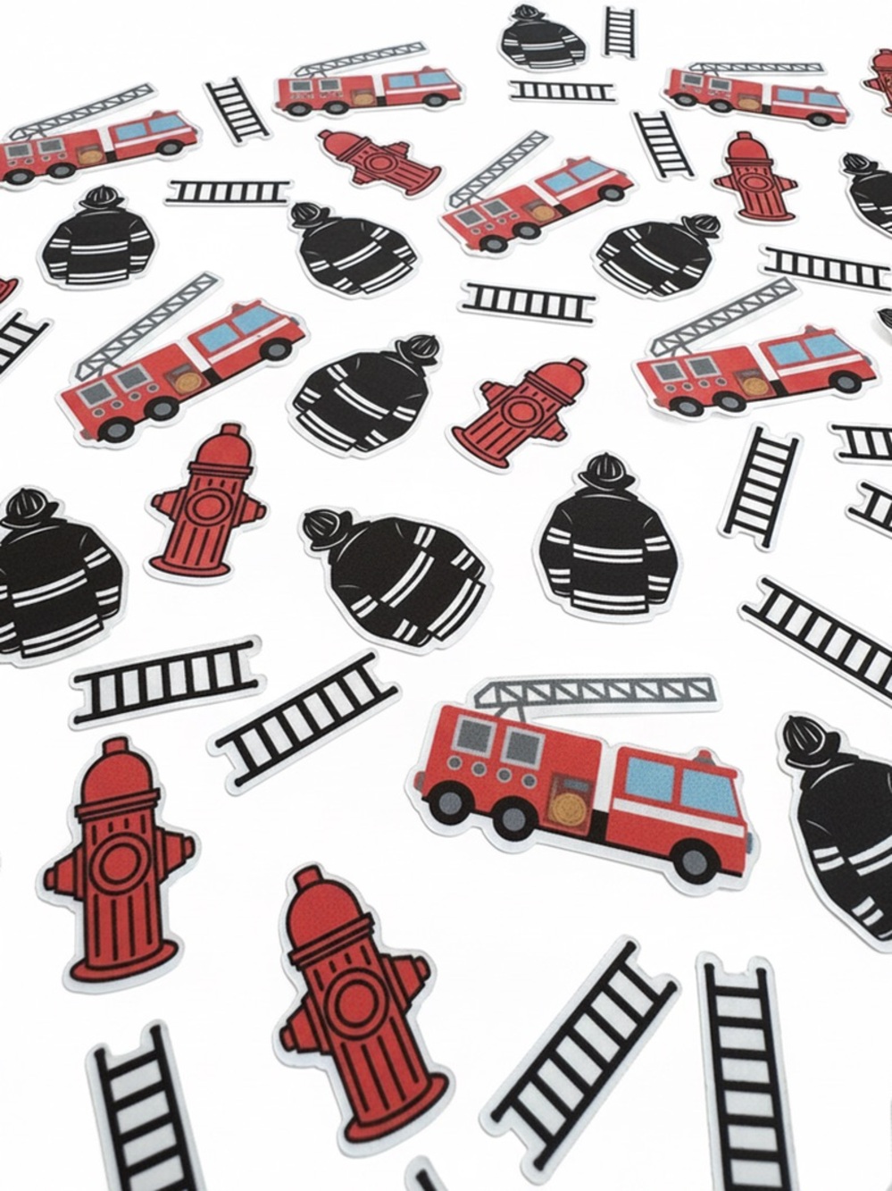 Firefighter Confetti 100pcs, Fire Truck Baby Shower Decor, Boy Birthday, Table
